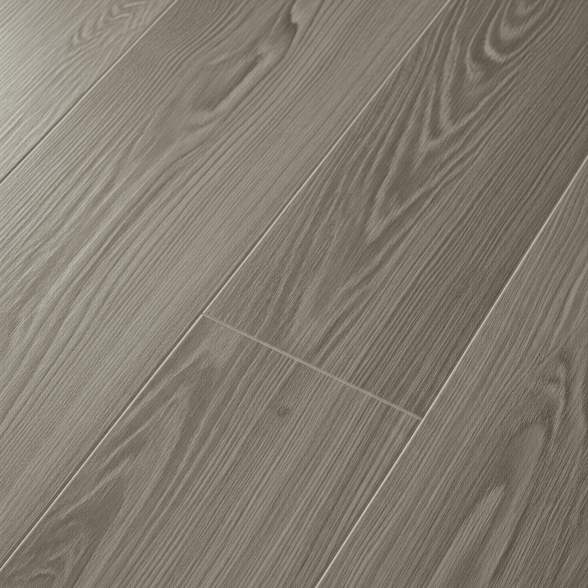 Stanford Oak — cool gray-brown weathered oak vinyl plank with silvery grain