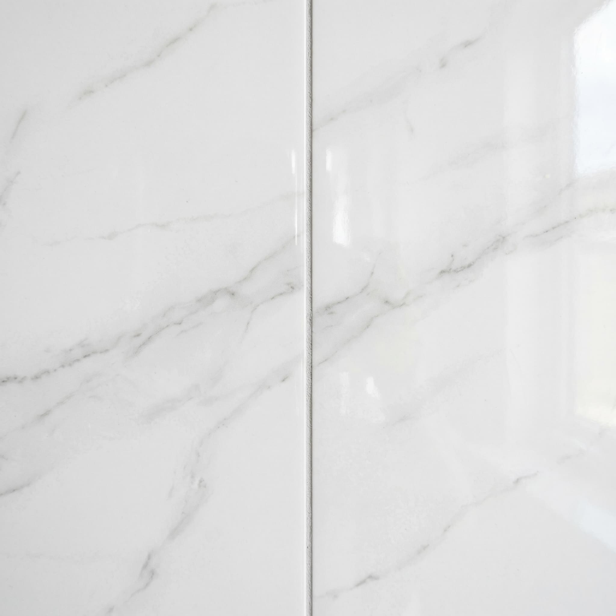 Marble White polished porcelain wall tile — bright white with soft gray veining